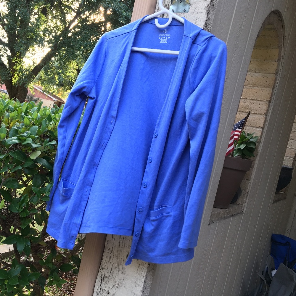Blue Lands' End Pocket Cardigan